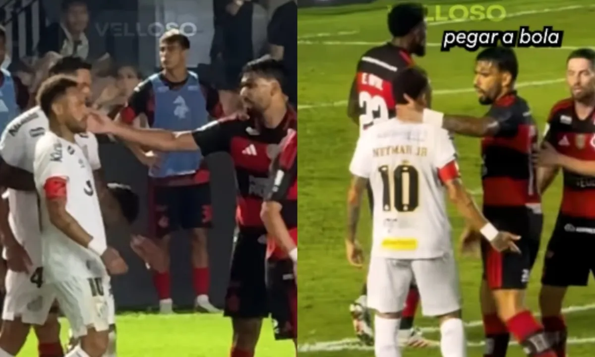 Imagem de Desentendimento entre Neymar e Lucas Paquetá marca jogo entre Santos e Flamengo